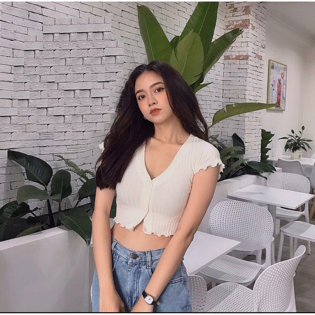 [HÌNH THẬT] ÁO THUN CROPTOP ÔM BODY GÀI NÚT 57