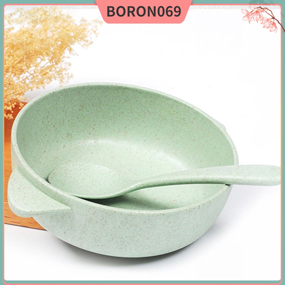 Boron069 Lúa mì dành cho trẻ em Bát rơm gia dụng Bé ăn dặm ngũ cốc Đồ nhẹ với thìa