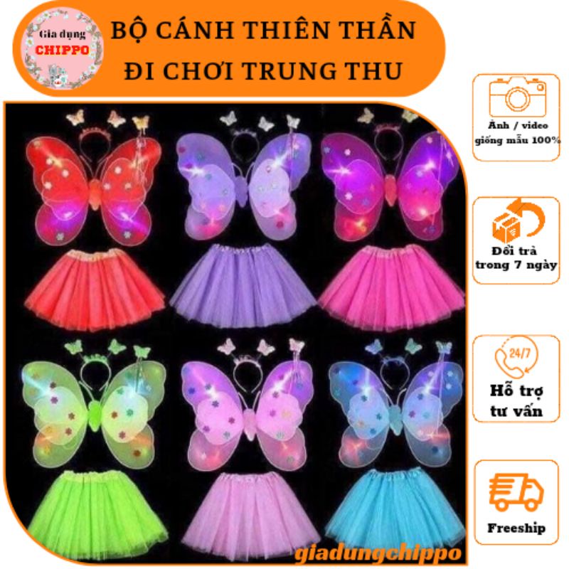 Bộ cánh bướm thiên thần / Set bờm tóc + váy + cánh bướm + gậy thiên thần _ Đồ chơi trung thu