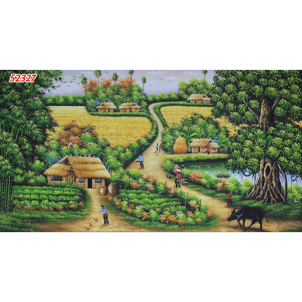 Tranh Dán tường 3D Phong Cảnh rừng cây xanh biếc, khu rừng xanh tốt, cây cối dòng suối nhỏ