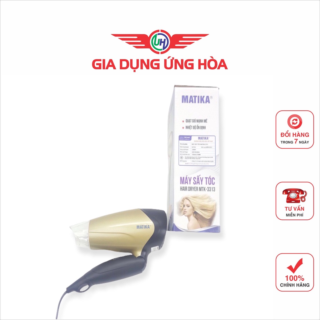 Máy Sấy Tóc gấp gọn MATIKA MTK-3313 công suất 1200W- gia dụng