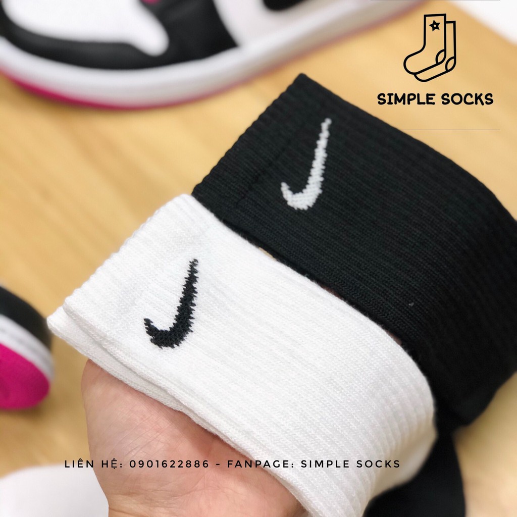 Tất Nike Cao Cấp 💖FREESHIP💖 Vớ Nam Nữ Unisex Chính Hãng- Tất Cao Cấp Nike Cổ Cao Dày Dặn Chống Hôi Chân - Đen Trắng