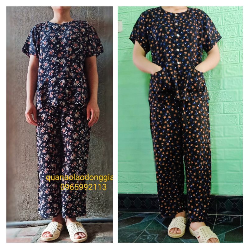 Bộ lanh cài cúc quần dài cho bà cho mẹ