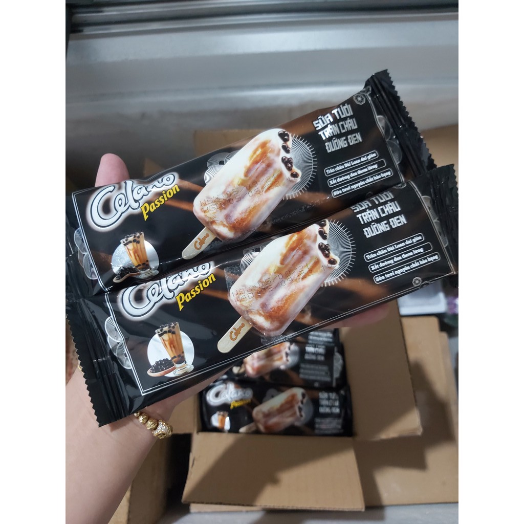 THÙNG 18 QUE KEM CELANO SỮA TƯƠI TRÂN CHÂU ĐƯỜNG ĐEN