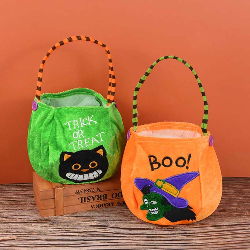 Túi đựng kẹo hình quả bí ngô nhiều màu sắc trang trí halloween cho trẻ em