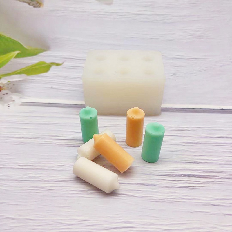 Khuôn silicone làm nến/xà phòng 6 ô hình trụ đơn giản