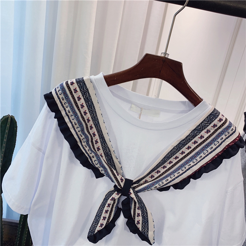 SUXI Áo Thun Tay Ngắn Vải Cotton Phối Dây Thắt Thời Trang Mùa Hè Cho Nữ