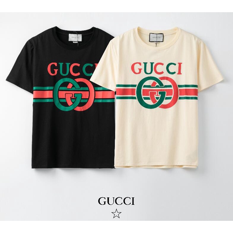 Áo Thun Tay Ngắn Chất Liệu Cotton In Chữ Gucci Thời Trang Cho Nam Nữ