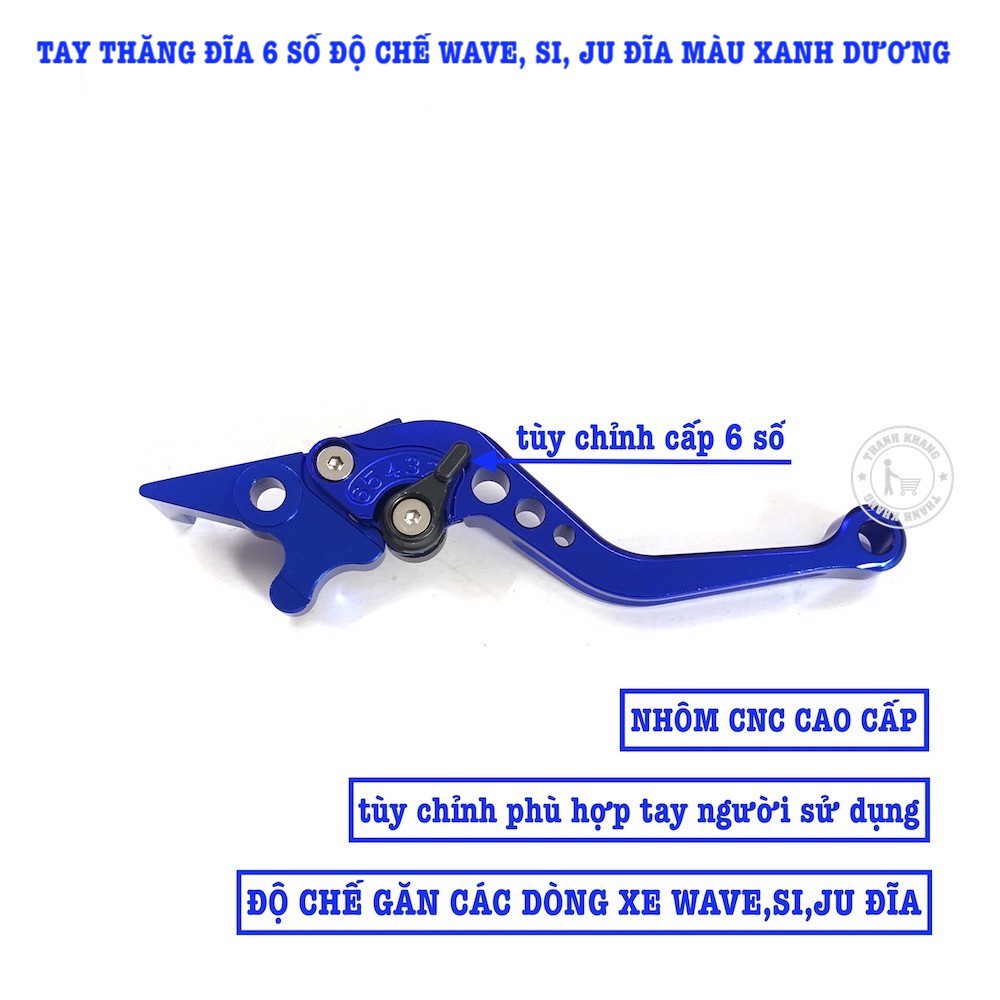 Tay thắng đĩa 6 số độ chế Wave, sirius, jupiter màu xanh dương Thanh Khang 006001788