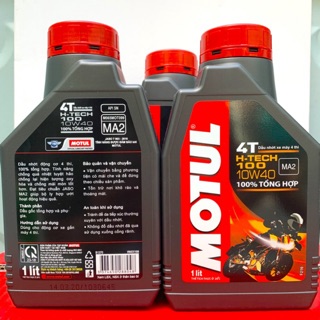 Nhớt Cao Cấp Xe Số Tay Côn Motul H-TECH 100 10W-40 Jaso MA2 API SN Full Synthetic