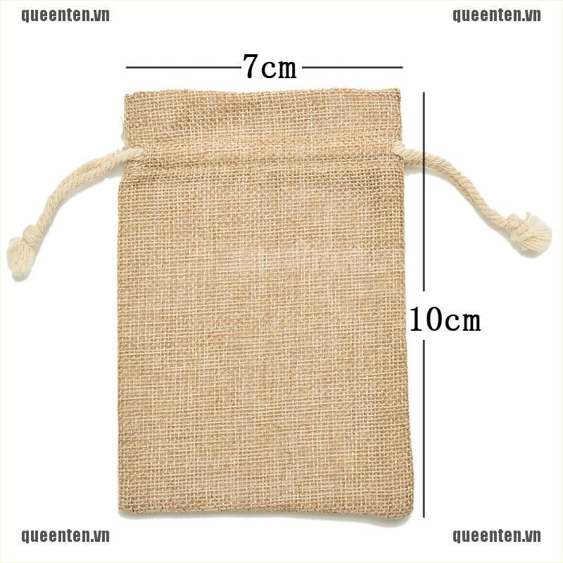 Túi dây rút nhỏ bằng vải bố phong cách mộc mạc trang trí cho tiệc cưới