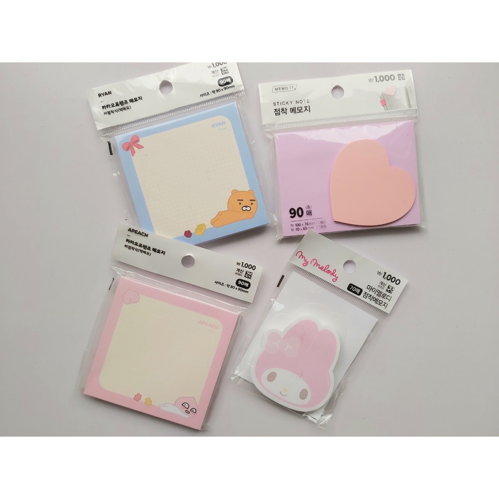 Giấy note/ghi chú học tập và làm việc Daiso hình đáng yêu