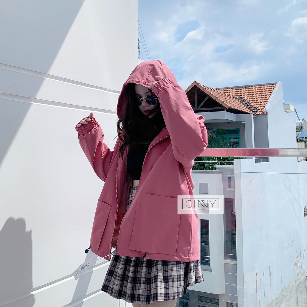 Áo khoác kaki Ulzzang 2 lớp TR| Áo chống nắng 2 lớp có mũ