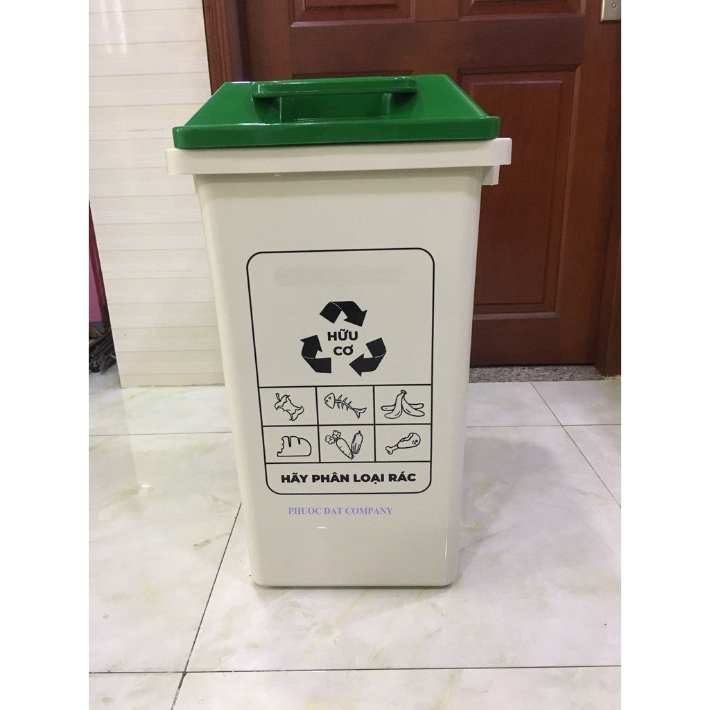 Thùng rác 60 lit phân loại rác hữu cơ
