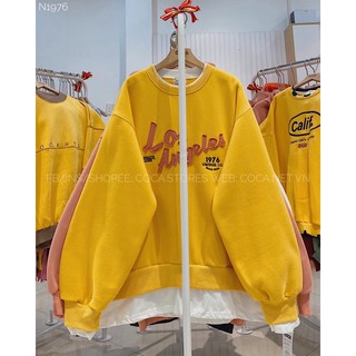 [N1976]🧵 Áo SWEATER nỉ bông phối vạt LOS (Có sẵn/ảnh thật)