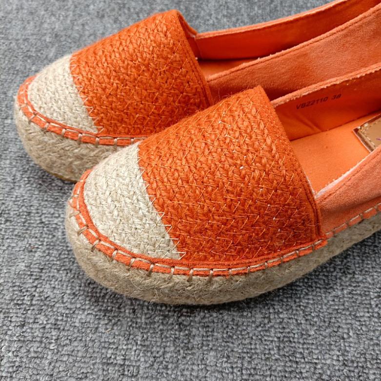 giày slipon cói phối da lộn xuất khẩu mẫu mới 2021 TCH