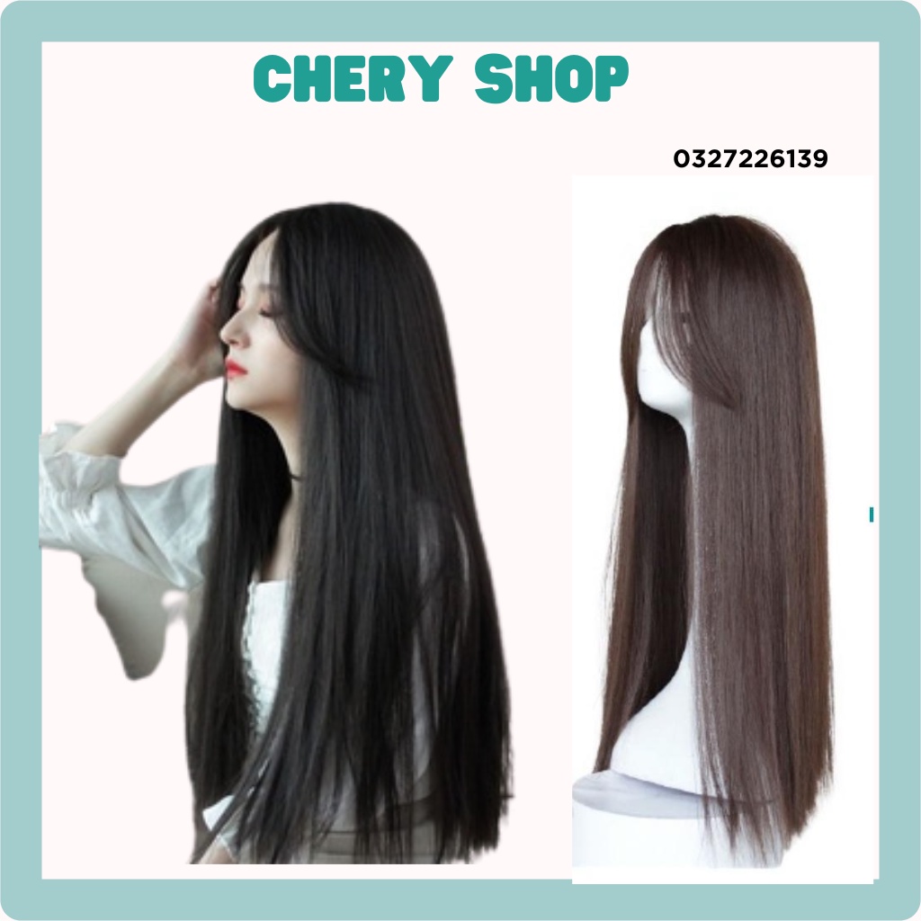 Tóc giả nữ đẹp nguyên đầu thẳng hai mái bay mẫu mới siêu hot tặng kèm lưới trùm wig mã 2061