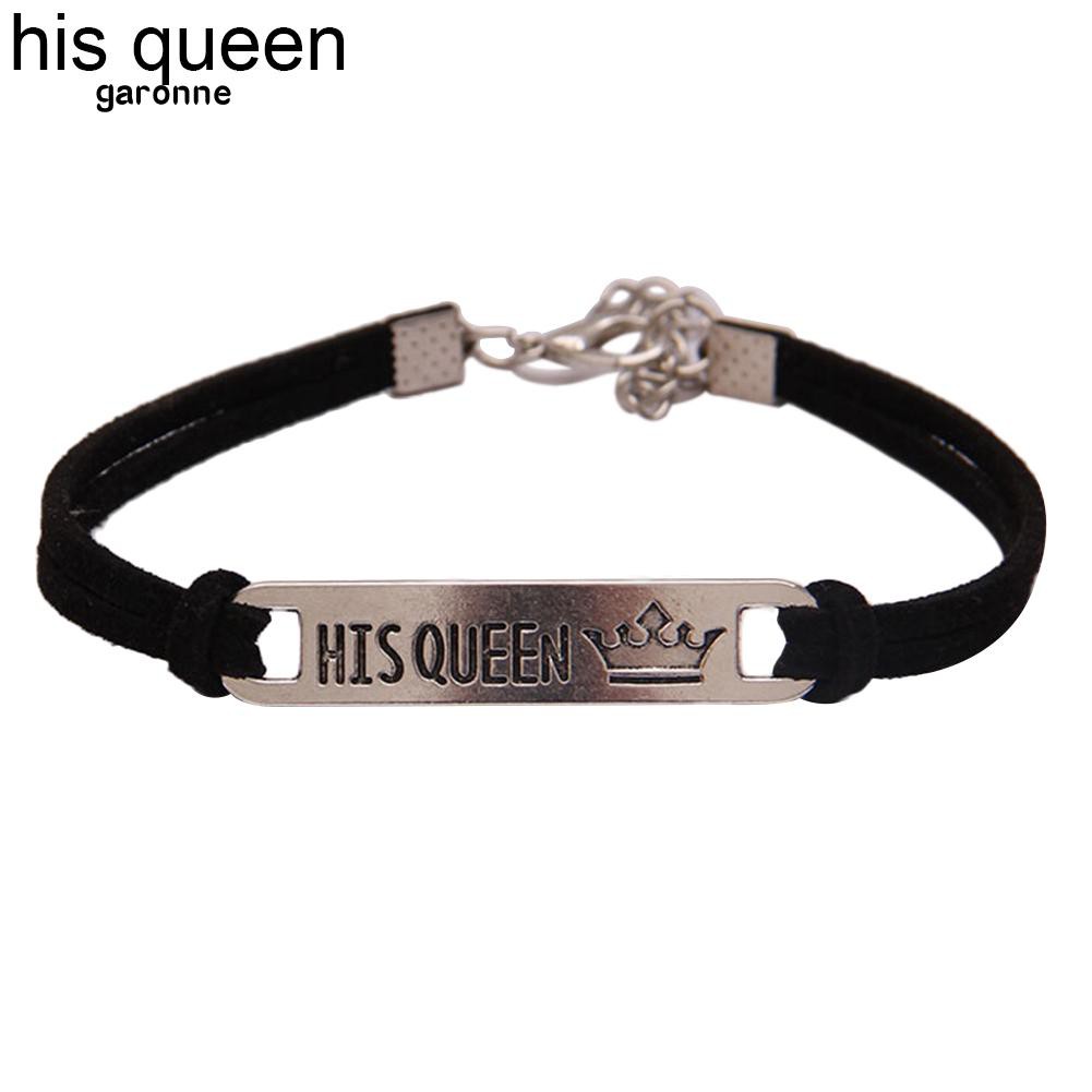Vòng Đeo Tay Khắc Chữ His Queen / Her King Lãng Mạn Cho Các Cặp Đôi