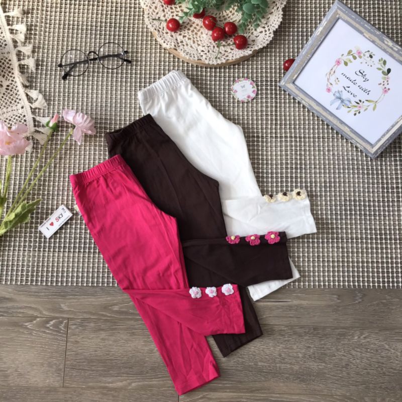 Quần legging trơn dài cotton mềm mịn,hồi giãn, quần thu đông cho bé gái