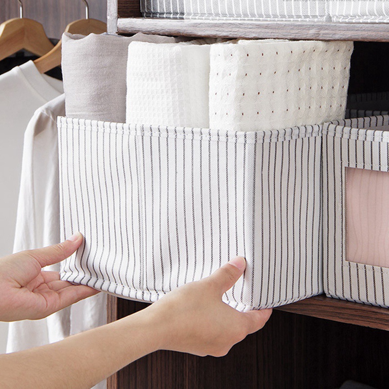 Set 2 Túi Vải Đựng Đồ Dạng Gập Sắp Xếp Gọn Gàng Có Cửa Sổ