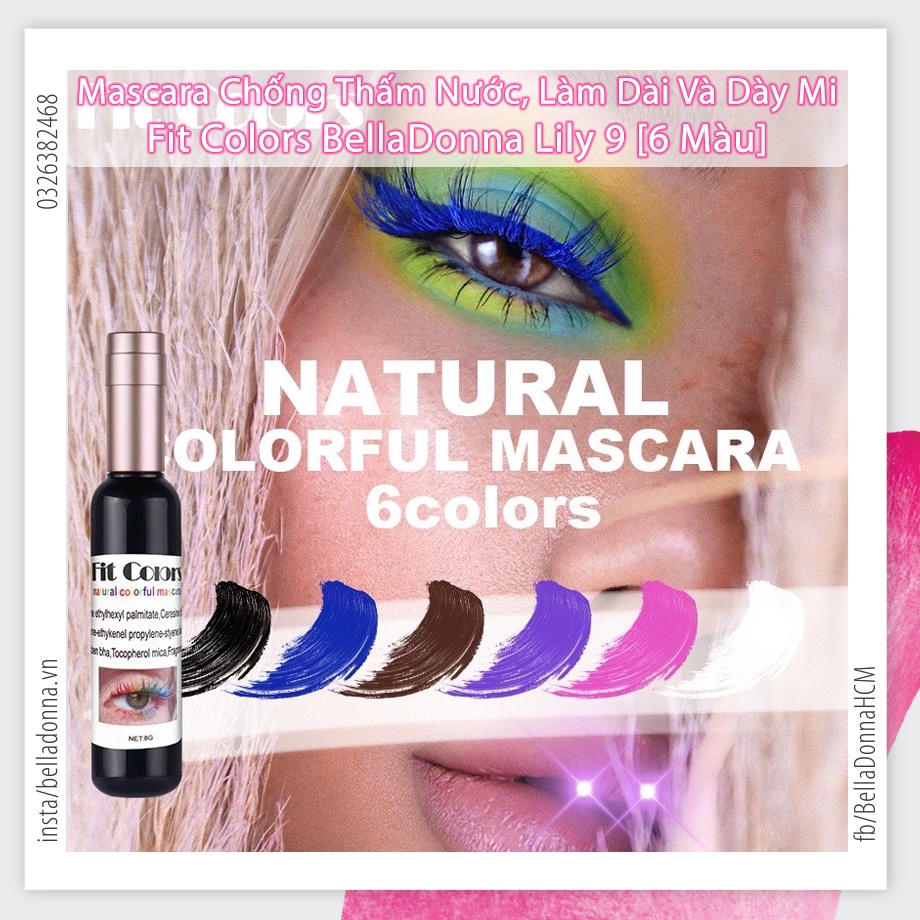 Mascara Chống Thấm Nước, Làm Dài Và Dày Mi Fit Colors [6 Màu] BellaDona Lily 9