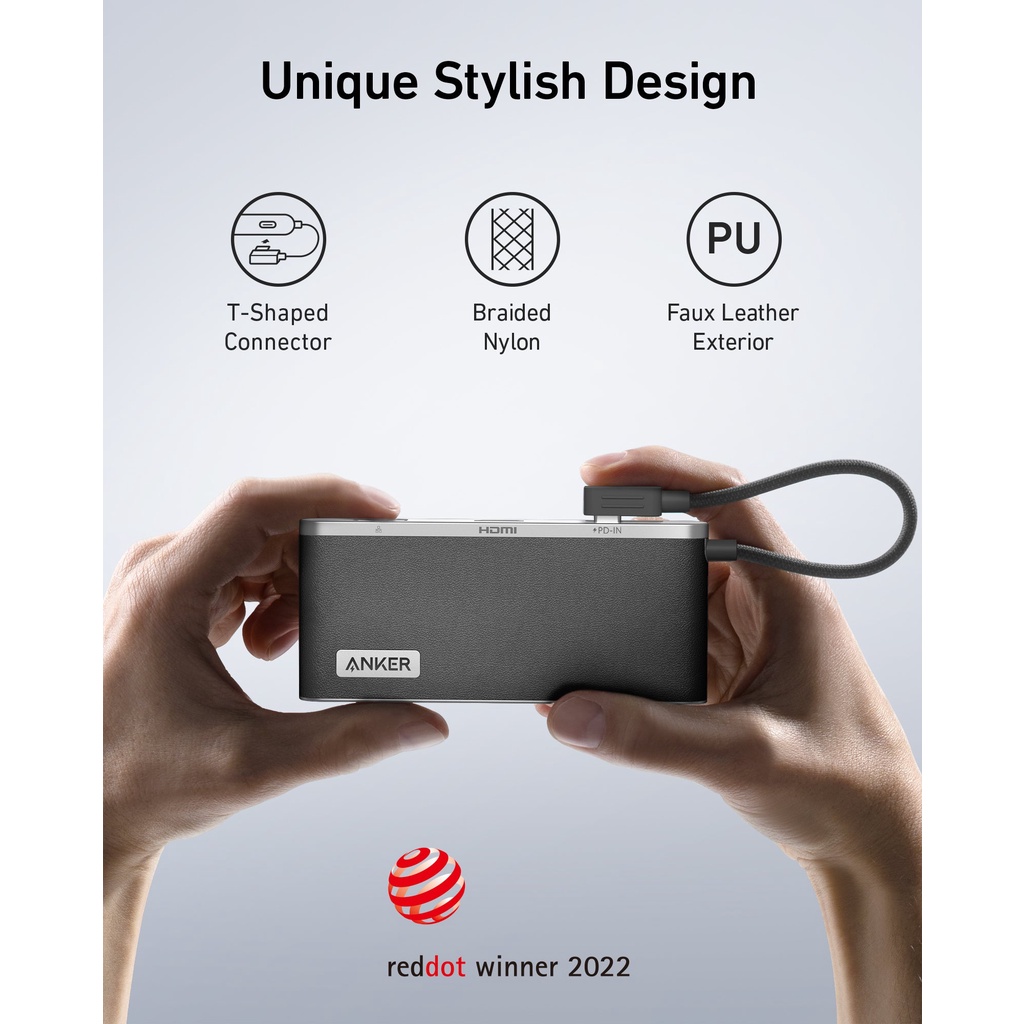 Bộ Hub chuyển đổi Anker 655 USB-C Hub  A8382 Với 2 USB-A 10 Gbps Dữ Liệu Cổng, 100W Điện Giao Hàng, 4K HDMI