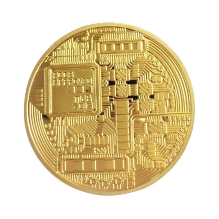 Đồng Xu Bitcoin Mạ Vàng 40mm Có Hộp Nhựa Kèm Theo H008