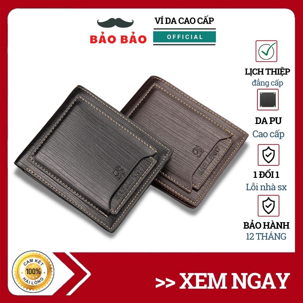 Ví Nam Da Nhiều Ngăn Nhỏ Gọn Cao Cấp, Bóp Nam Mini Cao Cấp Da PU Xịn Dáng Đứng Và Ngang Đựng Thẻ, Chìa Khóa Tiện Dụng