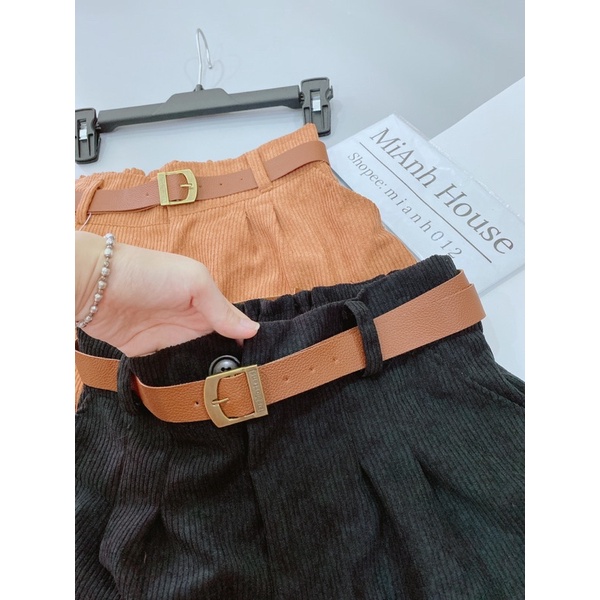 Quần Nhung Tăm Kèm Belt Quần có Túi &amp; Lưng Thun sau