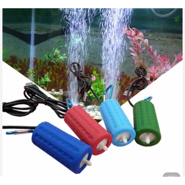 Máy sủi oxy mini siêu êm máy sục oxi bể cá cảnh bơm khí khi đi câu hồ cá, kết nối USB loại tốt khí mạnh
