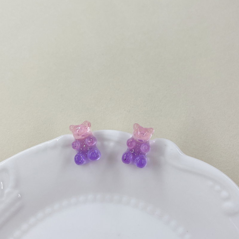 Set 6 Khuyên Tai Hình Gấu Gummy Hoạt Hình Nhiều Màu Sắc