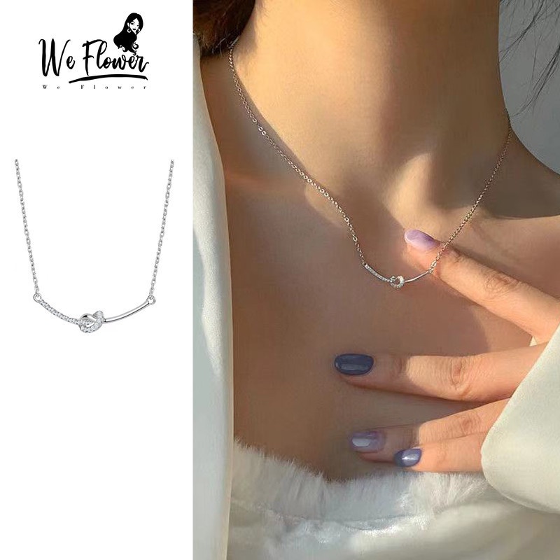 Vòng cổ WE FLOWER mặt hình mặt cười thắt nút đính đá zircon phong cách Hàn Quốc thời trang cho nữ