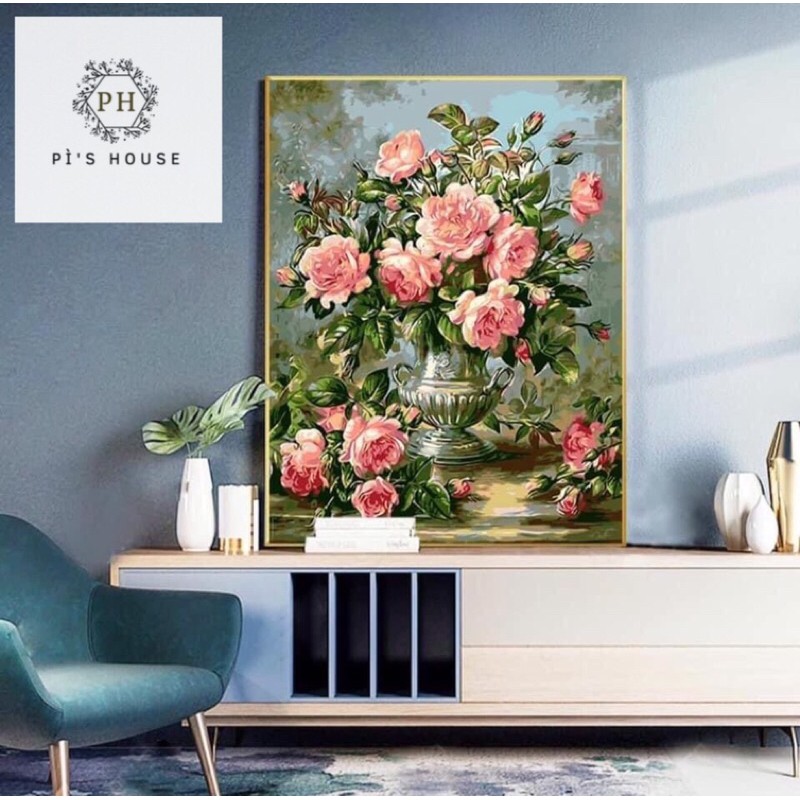 Tranh tô màu theo số" Hoa hồng cổ điển" khổ 40*50c