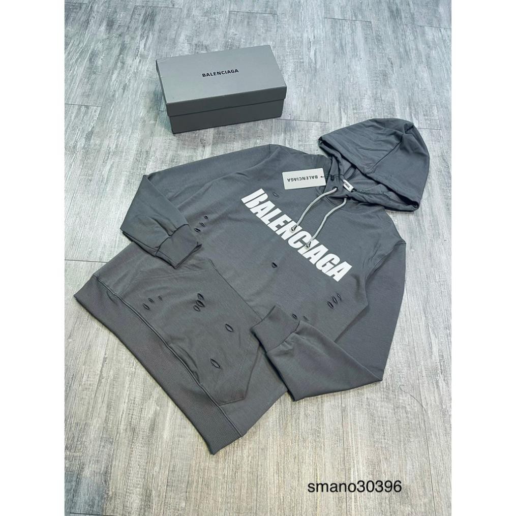 Áo nỉ mũ hoodie Balenciaga rách 3 màu hot trend_Áo nỉ thu đông nam