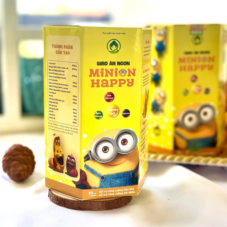 Siro ăn ngon MINION HAPPY (hộp 30 gói) 300ml giúp bé ăn ngon, hấp thu tốt