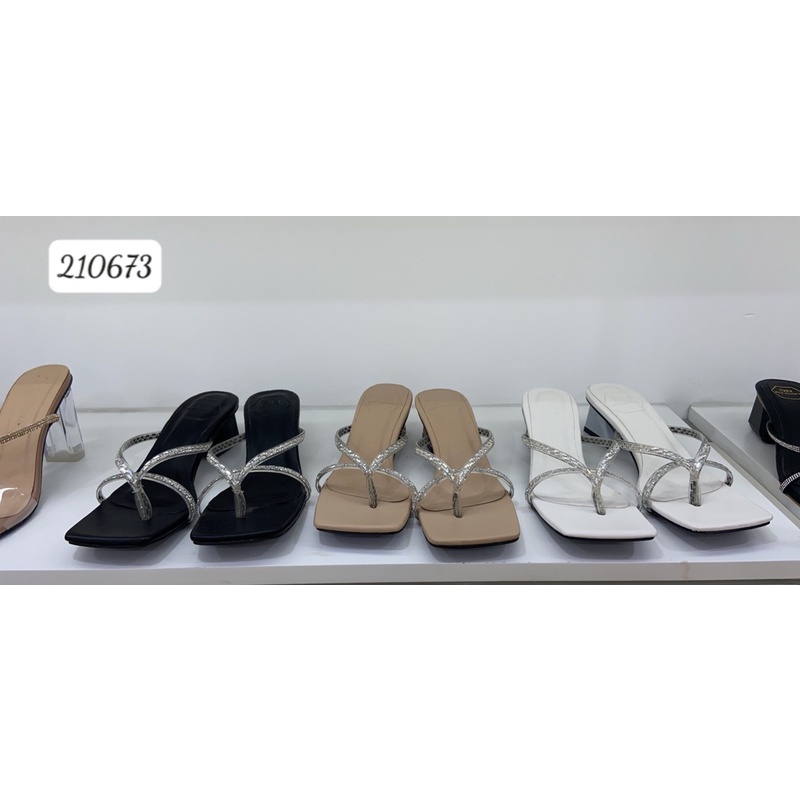 BEESHOES - GUỐC NỮ QUAI ĐÁ CƯỜM MŨI VUÔNG - GUỐC NỮ ĐẾ TRỤ CAO 3CM CÓ SẴN MÀU ĐEN - TRẮNG - VÀNG - BẠC 210673