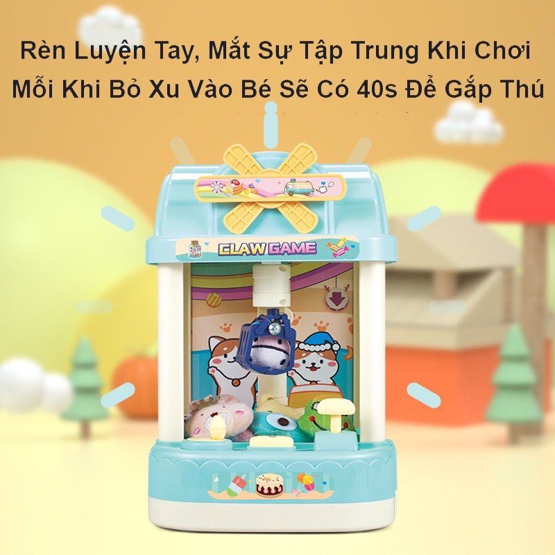 Máy gắp thú bông đồ chơi cho bé, máy gắp thú mini, tặng 6 thú gắp
