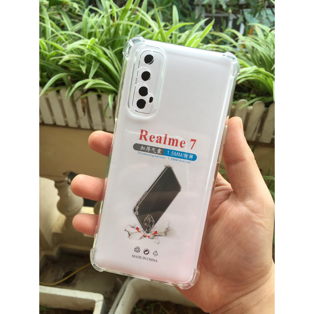 Ốp lưng cho Realme 7 - Silicon trong suốt bảo vệ Camera ,chống sốc 4 góc