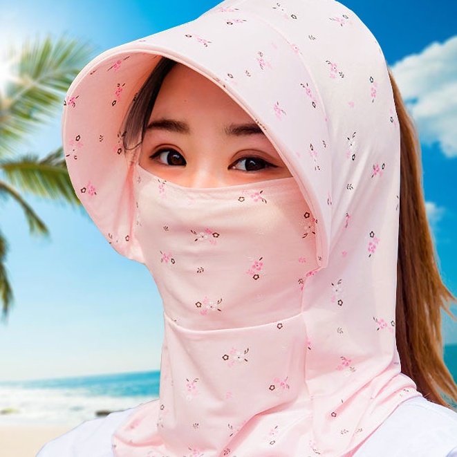 Mũ Rộng Vành Chống Nắng Tia Cực Tím Có Mặt Nạ Che Phủ Tiện Dụng