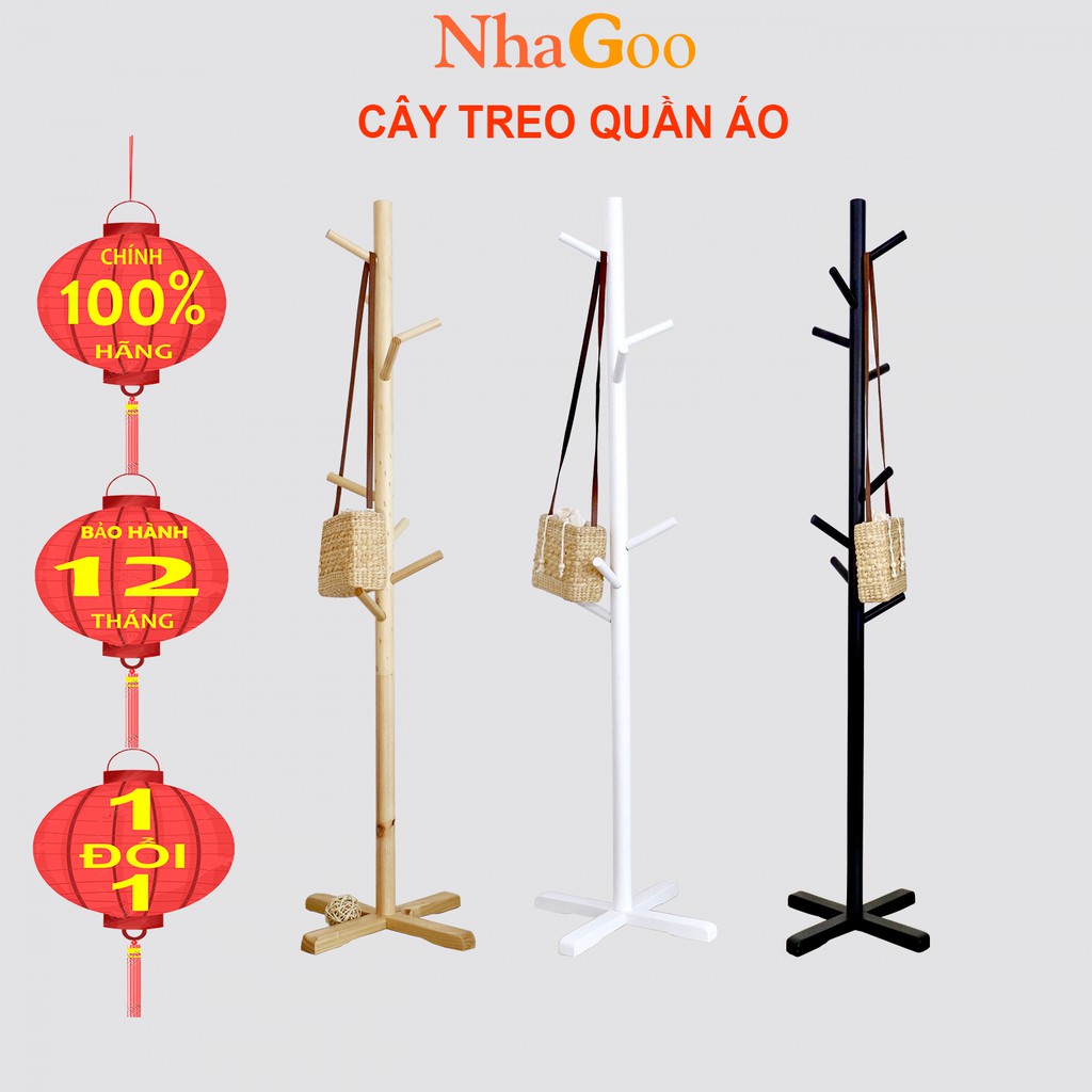 Cây Treo Quần Áo Bằng Gỗ NHAGOO - Kệ Sào Treo Quần Áo Lắp Ráp