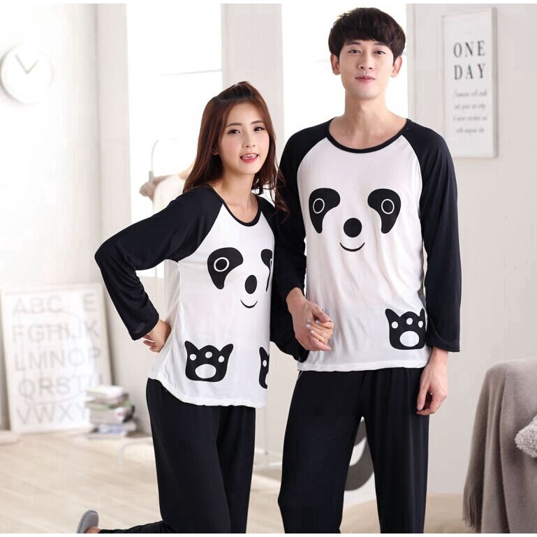 Set Đồ Ngủ Dài Tay Phong Cách Hàn Quốc Dành Cho Cả Nam Và Nữ