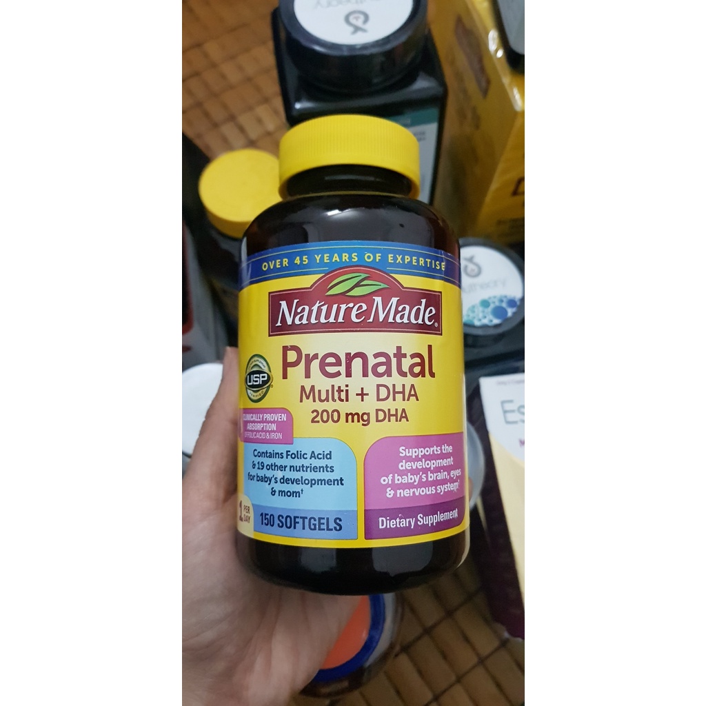 Viên uống vitamin bà bầu Nature Made prenatal multi DHA 150v
