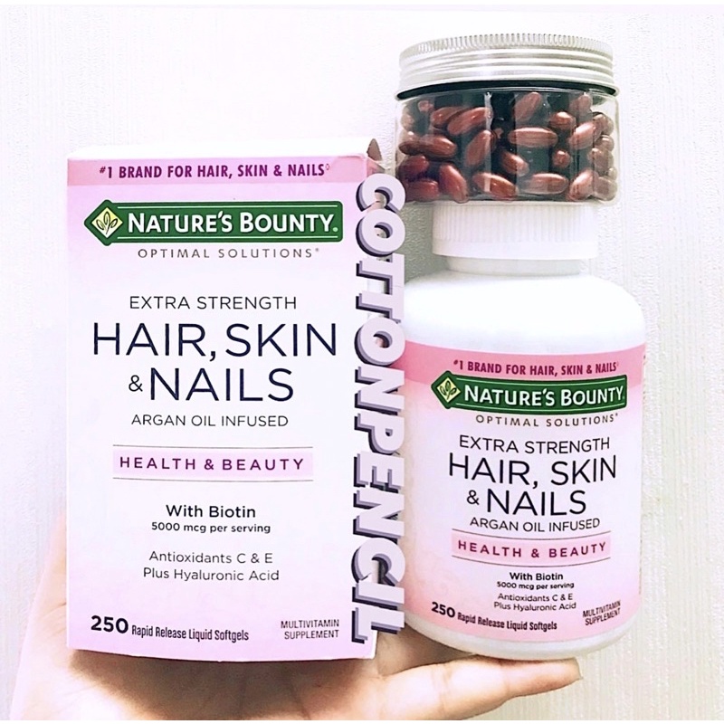 Viên uống mọc tóc, đẹp da, khoẻ móng NATURE’S BOUNTY HAIR, SKIN & NAILS 250 viên
