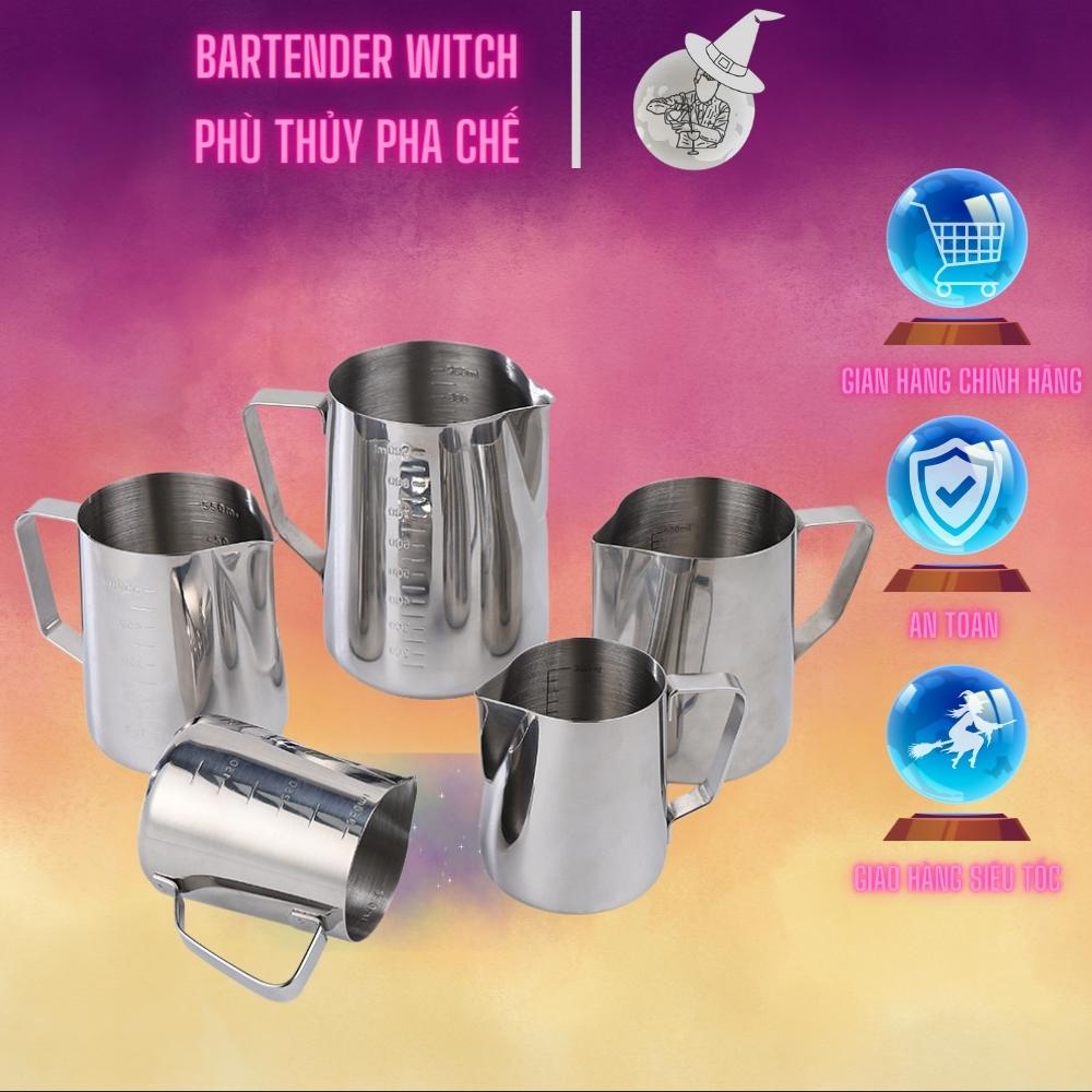 Ca đánh sữa inox (có vạch chia) 350ml - 550ml - 900ml, Inox cấp thực phẩm - Phù Thủy Pha Chế