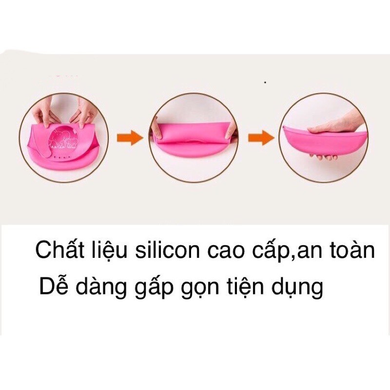 Yếm máng ăn dặm silicon siêu mềm dễ dàng gấp gọn