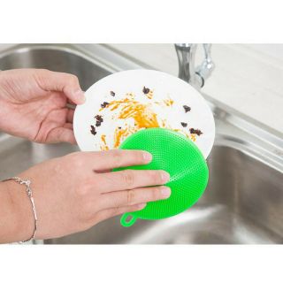 2 Miếng rửa chén dụng cụ rửa bát silicon có móc treo