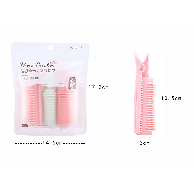Bộ 3 Lô Kẹp Uốn Tạo Kiểu Tóc Phồng Xoăn Tự Dính Có Kẹp Cố Định XIC41