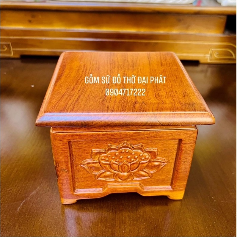 Chân đế gỗ hương khắc sen ĐẠI PHÁT, Đôn kê tượng cao cấp đủ kích thước