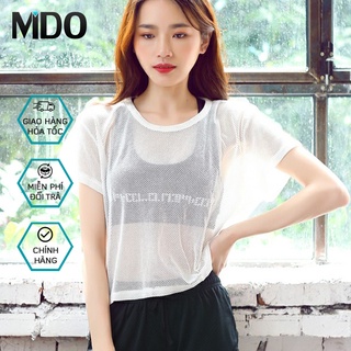 Áo lưới tập thể thao Mido, kiểu áo lưới tập gym, yoga, zumba, chạy bộ, vải lưới thông thoáng khi vận động
