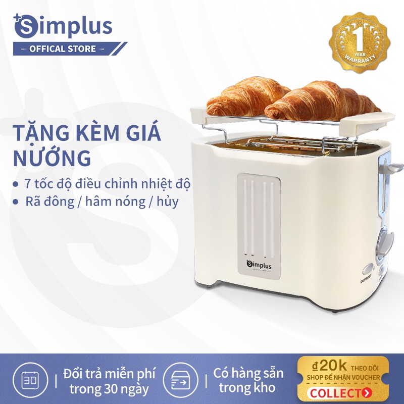 Máy nướng bánh mì Simplus 750W chiếc máy làm đồ ăn sáng đa năng Máy nướng mini áp suất nhỏ Máy nướng bánh mì tự động